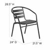 Flash Furniture Lila 23.5'' Black Square Aluminum Indoor-Outdoor Table Set w/2 Black Slat Back Chairs TLH-ALUM-24SQ-017BK2-GG